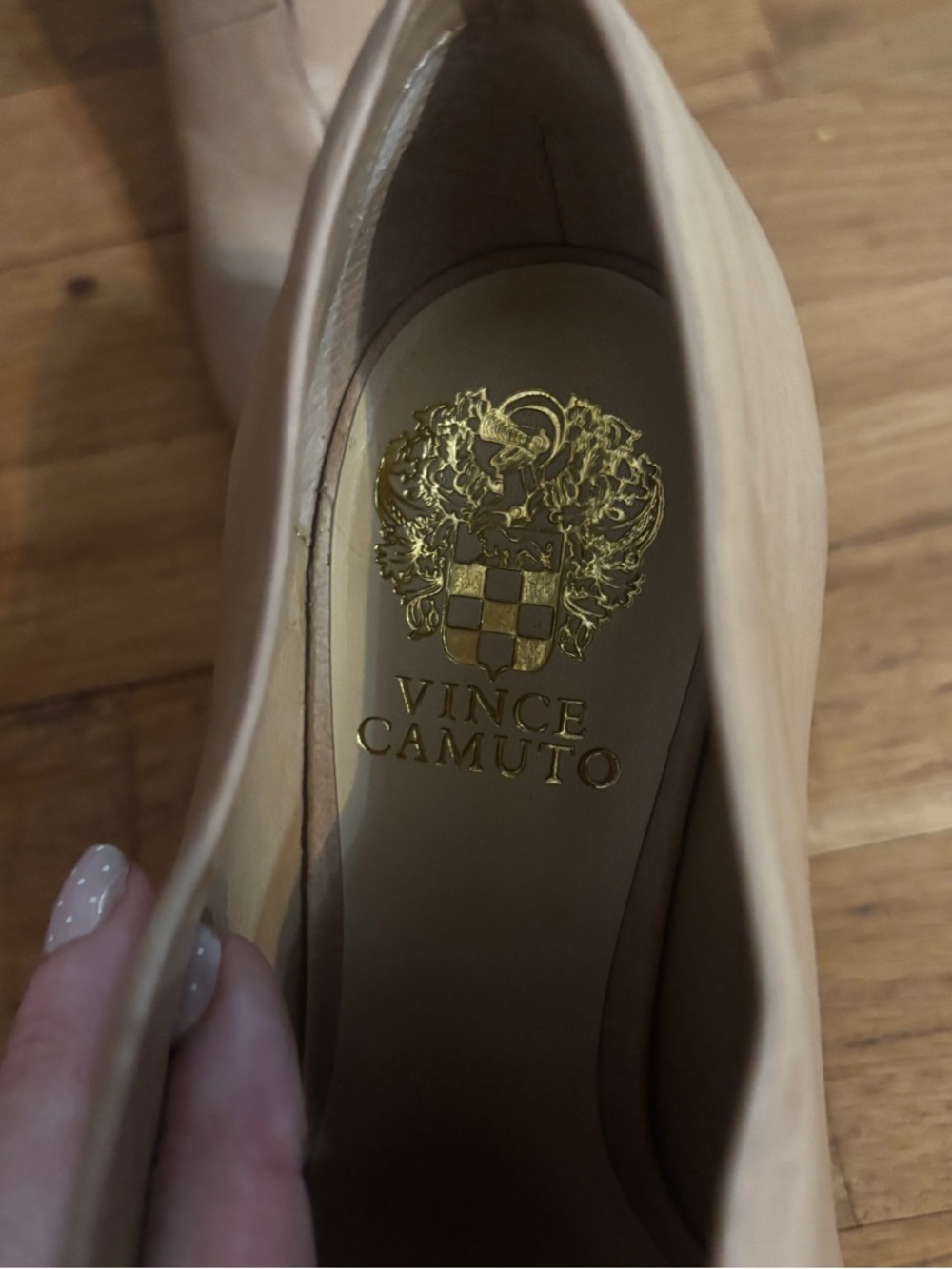 Vince Camuto "Andrita" Women's Nude Peep-Toe Leather Booties size 8 - Picture 3 of 5